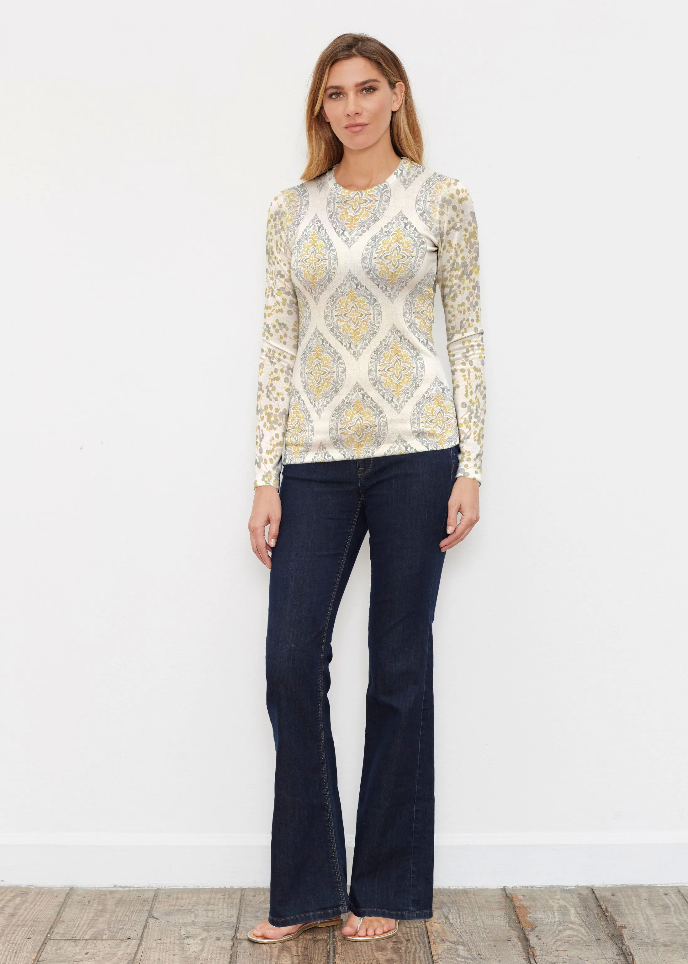 Etched Motif (8014) ~ Butterknit Long Sleeve Crew Top