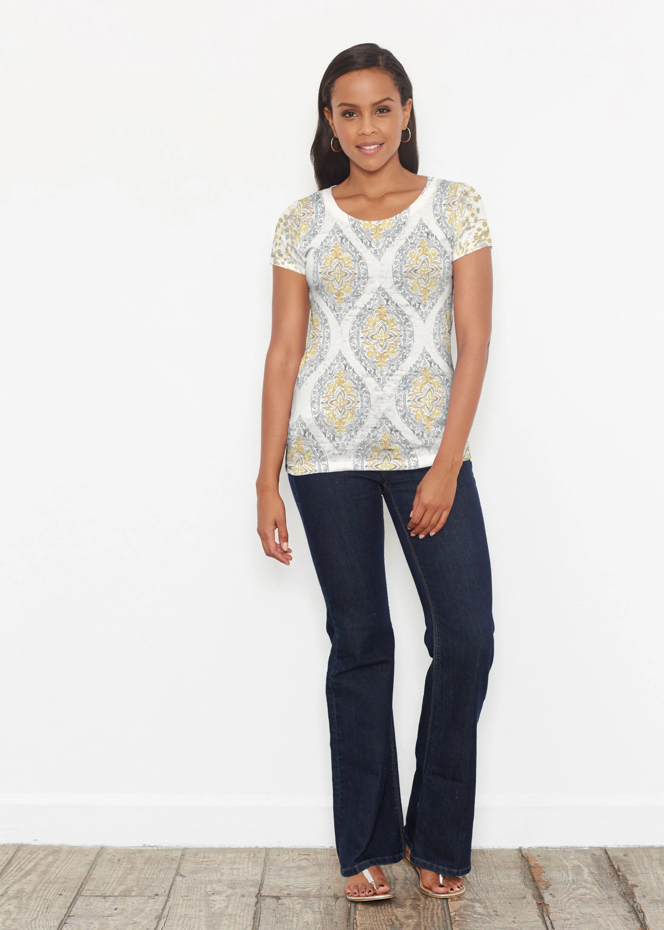 Etched Motif (8014) ~ Short Sleeve Scoop Shirt
