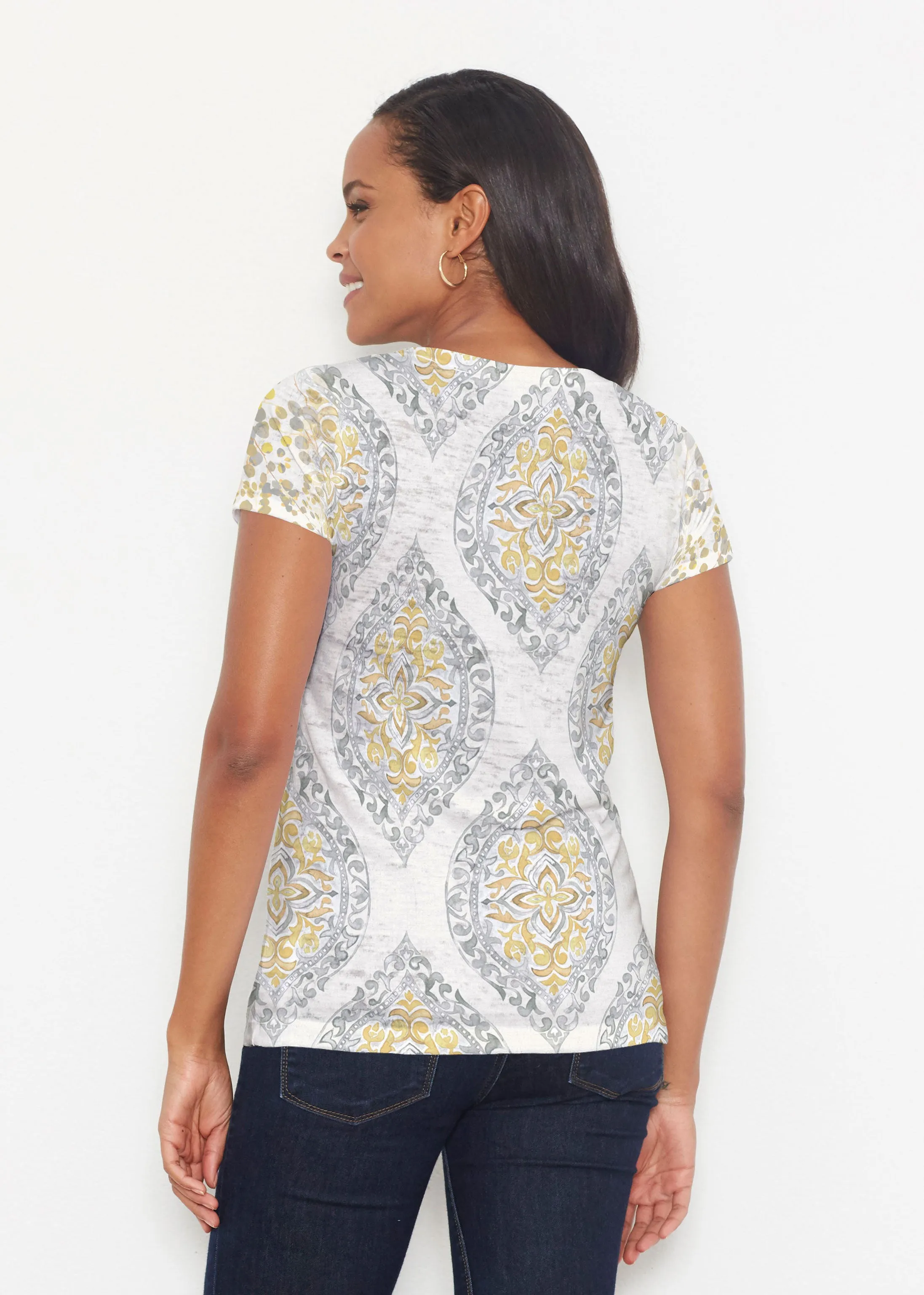 Etched Motif (8014) ~ Short Sleeve Scoop Shirt