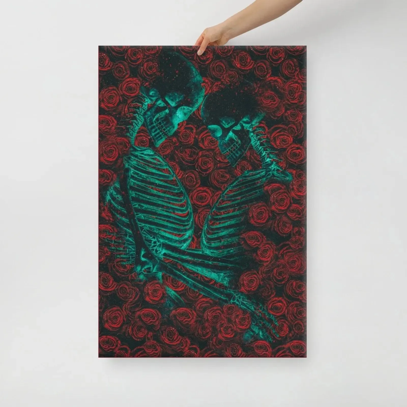 Eternal Embrace – Skeletons in Love Canvas Print