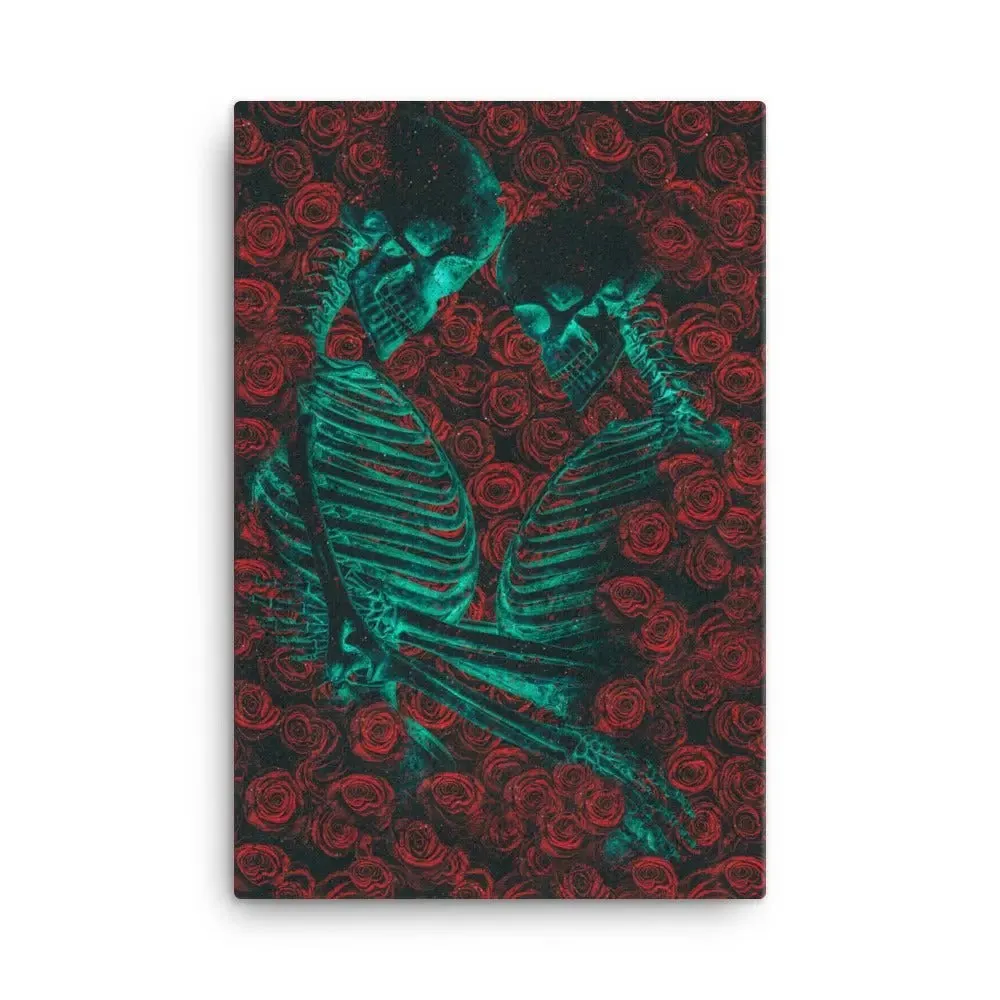 Eternal Embrace – Skeletons in Love Canvas Print