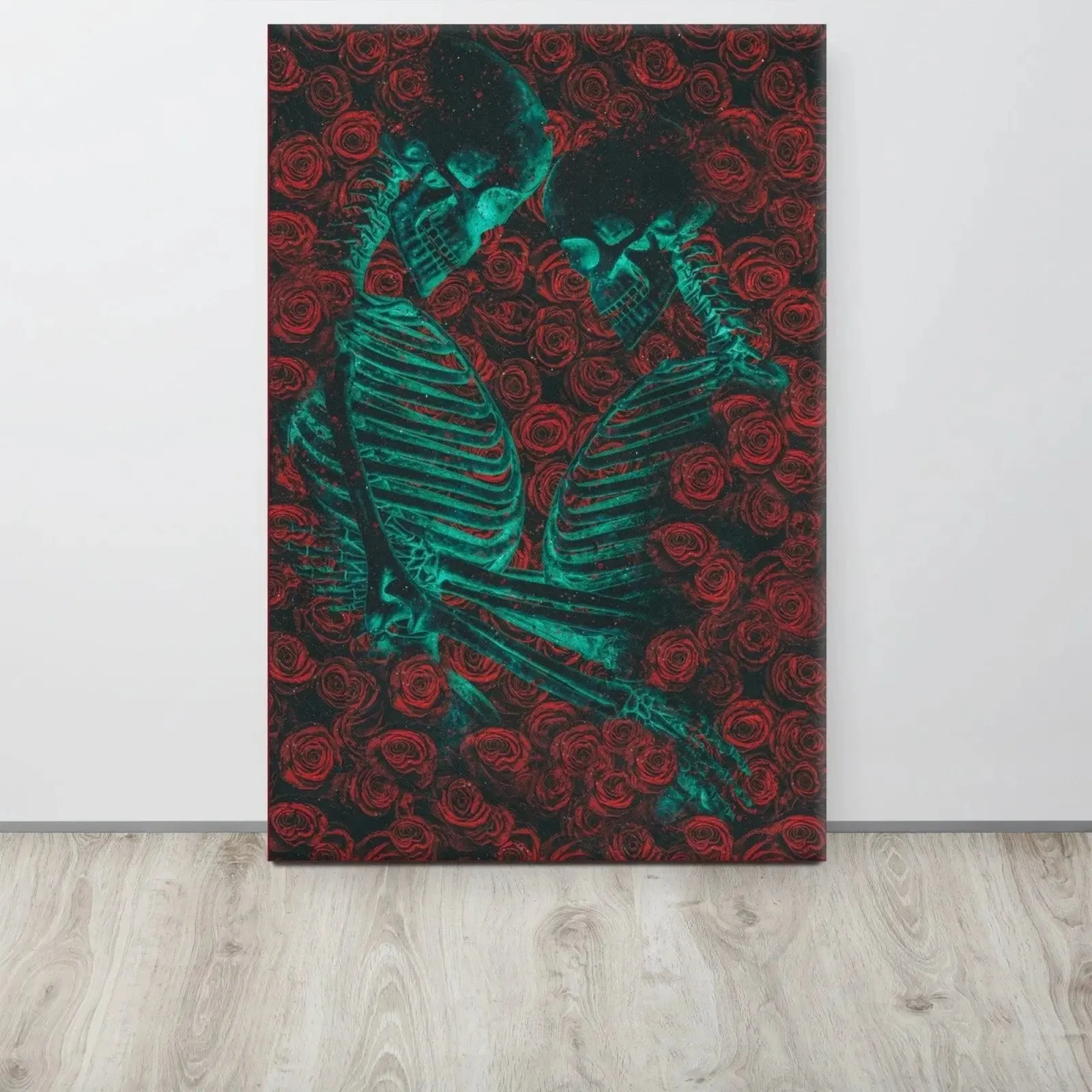 Eternal Embrace – Skeletons in Love Canvas Print