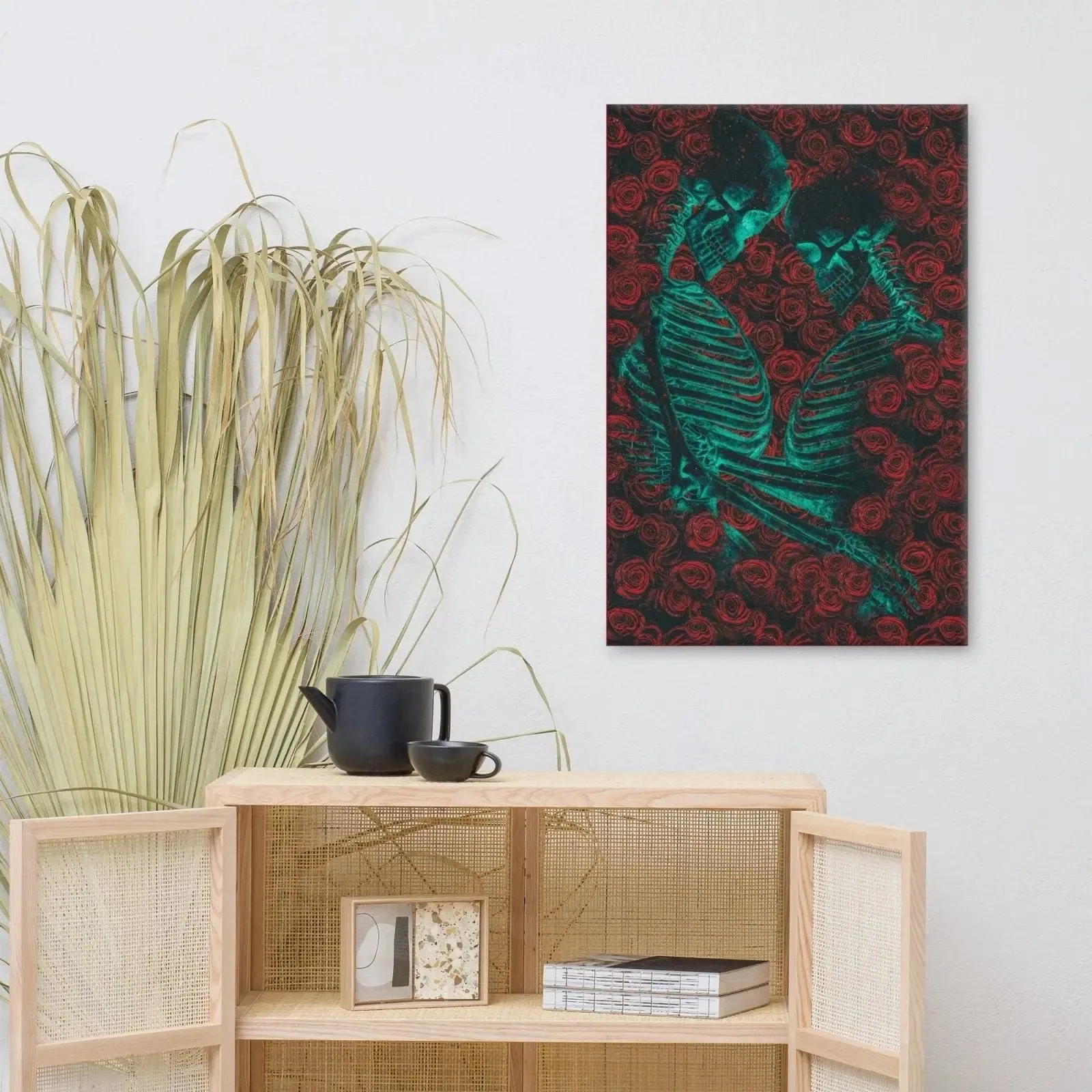 Eternal Embrace – Skeletons in Love Canvas Print