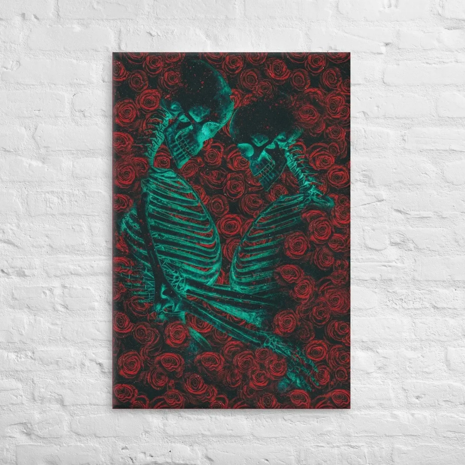 Eternal Embrace – Skeletons in Love Canvas Print