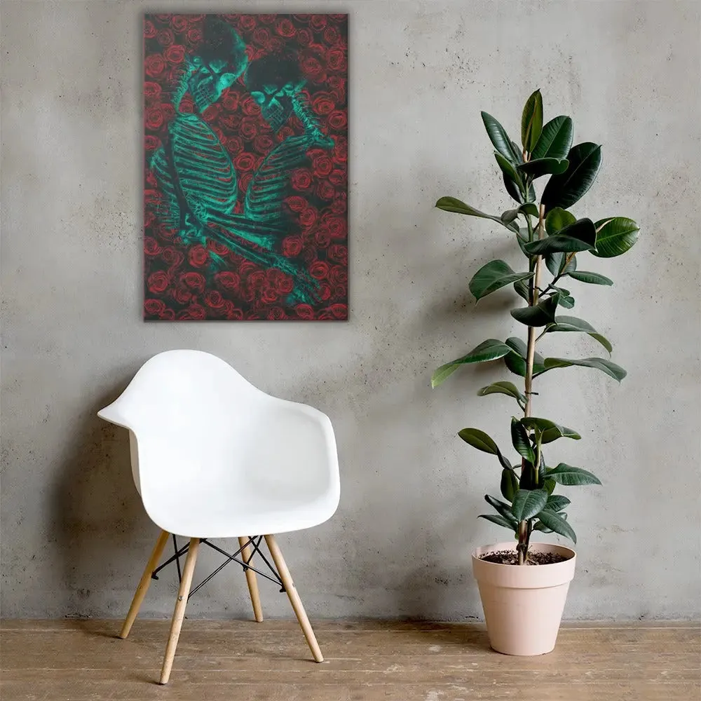 Eternal Embrace – Skeletons in Love Canvas Print