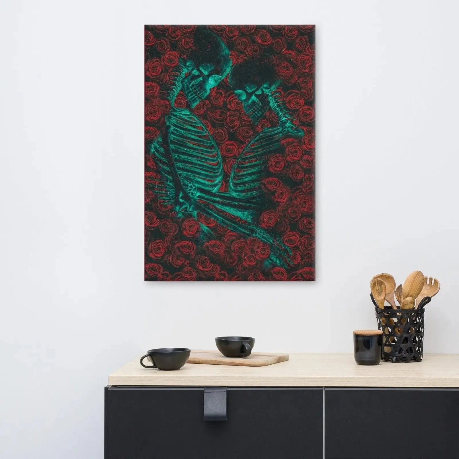 Eternal Embrace – Skeletons in Love Canvas Print