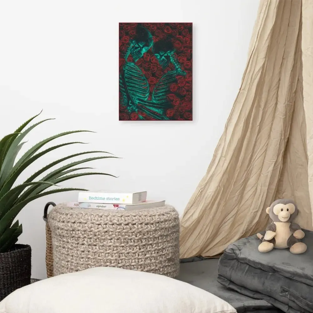 Eternal Embrace – Skeletons in Love Canvas Print