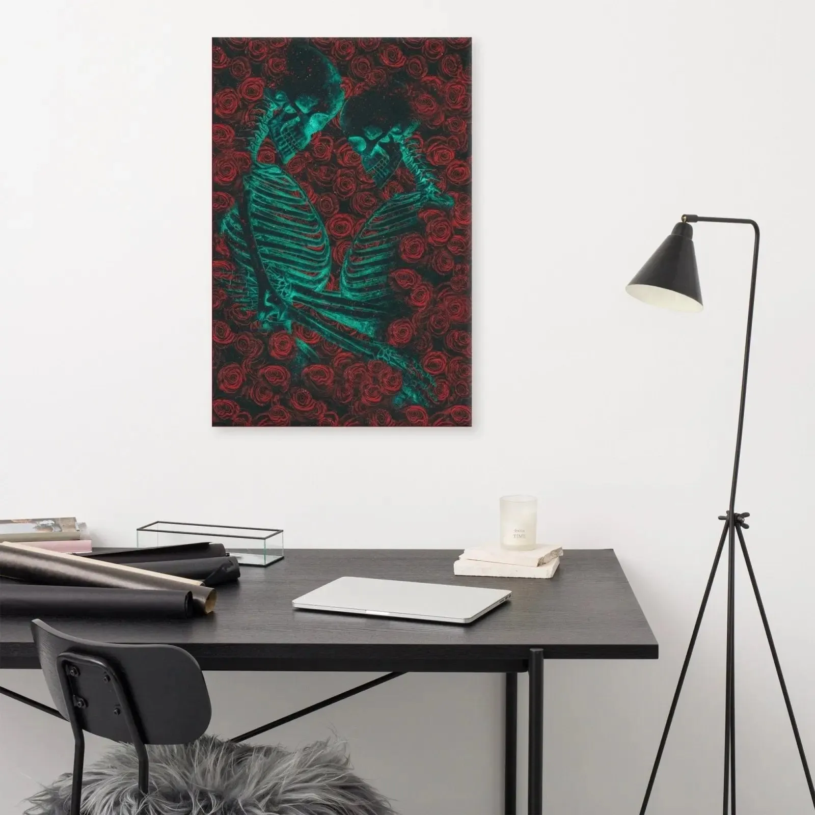Eternal Embrace – Skeletons in Love Canvas Print