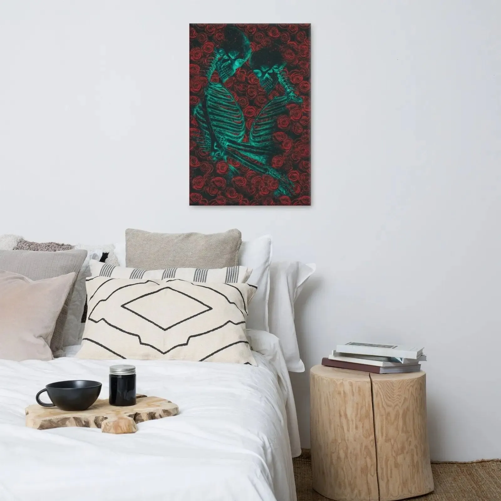 Eternal Embrace – Skeletons in Love Canvas Print