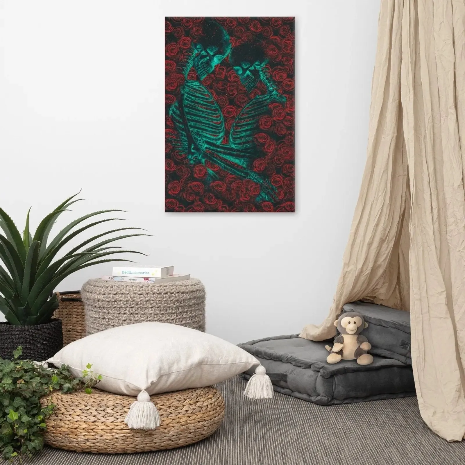 Eternal Embrace – Skeletons in Love Canvas Print
