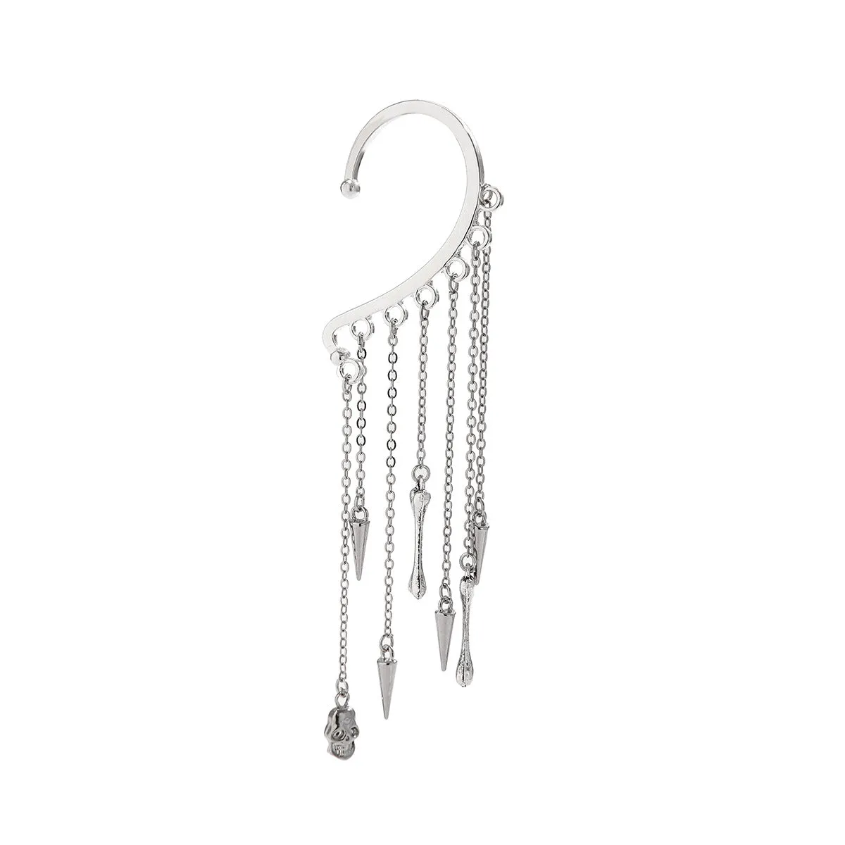 Europe and America Cross Border Ornament Gothic Style Ghost Bone Festival Halloween Ear Clip No Pierced Skull Tassel Ear Hanging