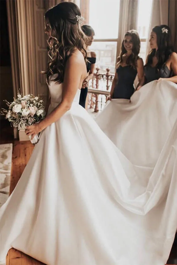 Fabulous Ivory Satin Ball Gown Sweetheart Wedding Dresses, Bridal Gown, MW626