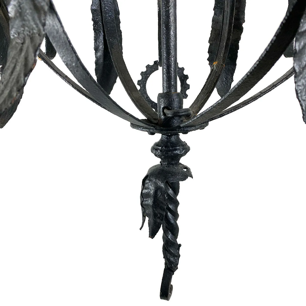 Fine Large American Wrought Iron Three-Light Hanging Pendant Lantern