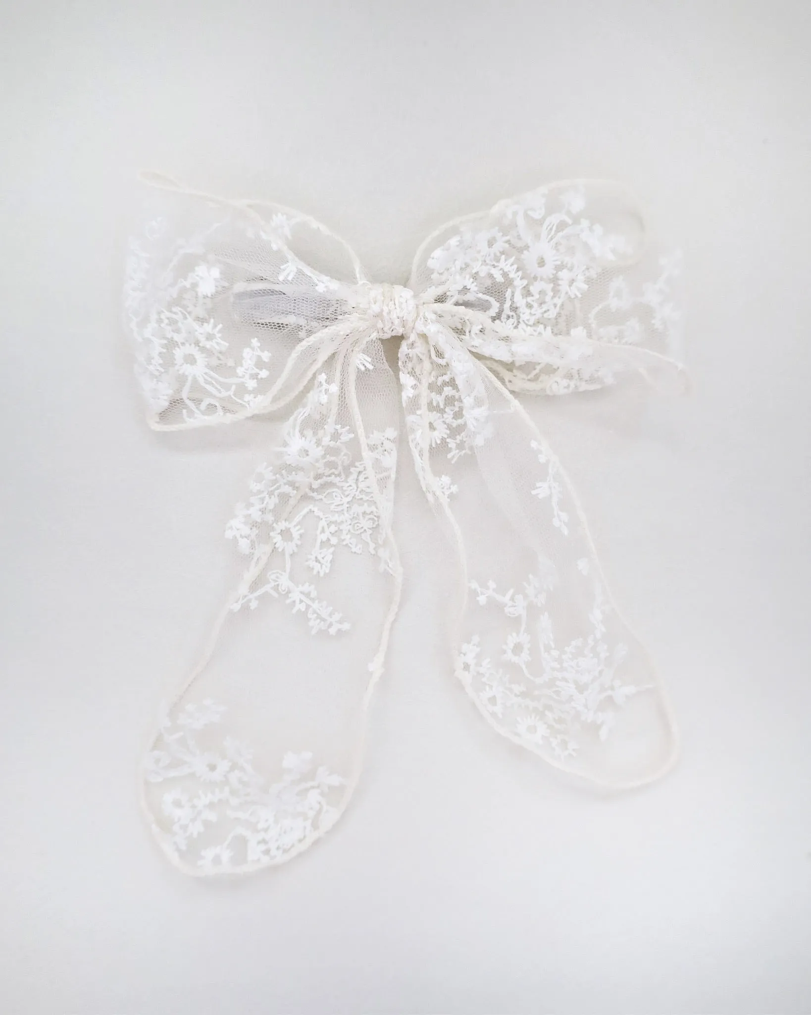 Floral Lace Bridal Hair Bow Barrette