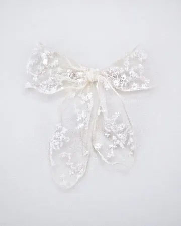 Floral Lace Bridal Hair Bow Barrette
