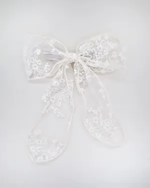 Floral Lace Bridal Hair Bow Barrette