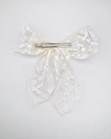 Floral Lace Bridal Hair Bow Barrette