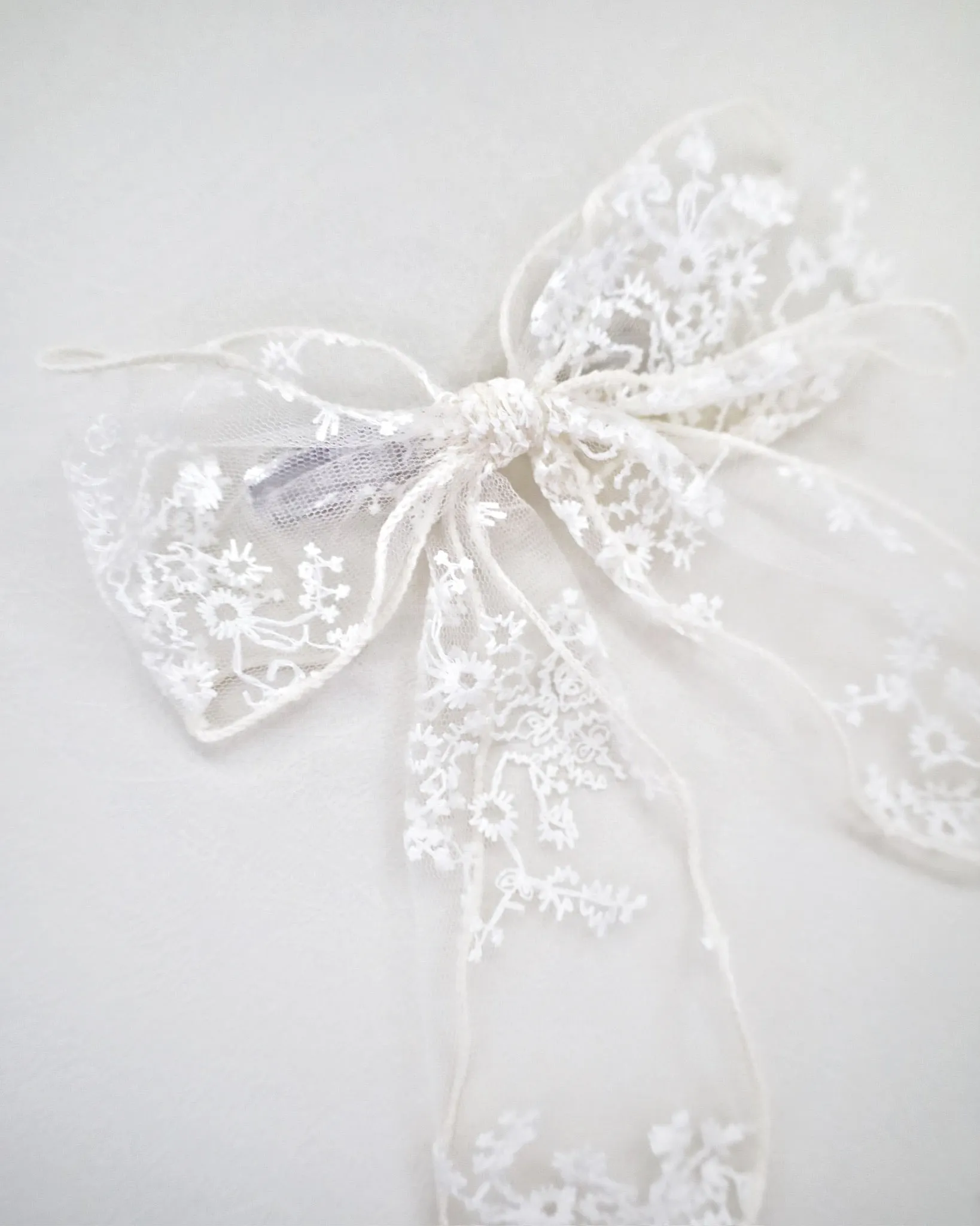 Floral Lace Bridal Hair Bow Barrette