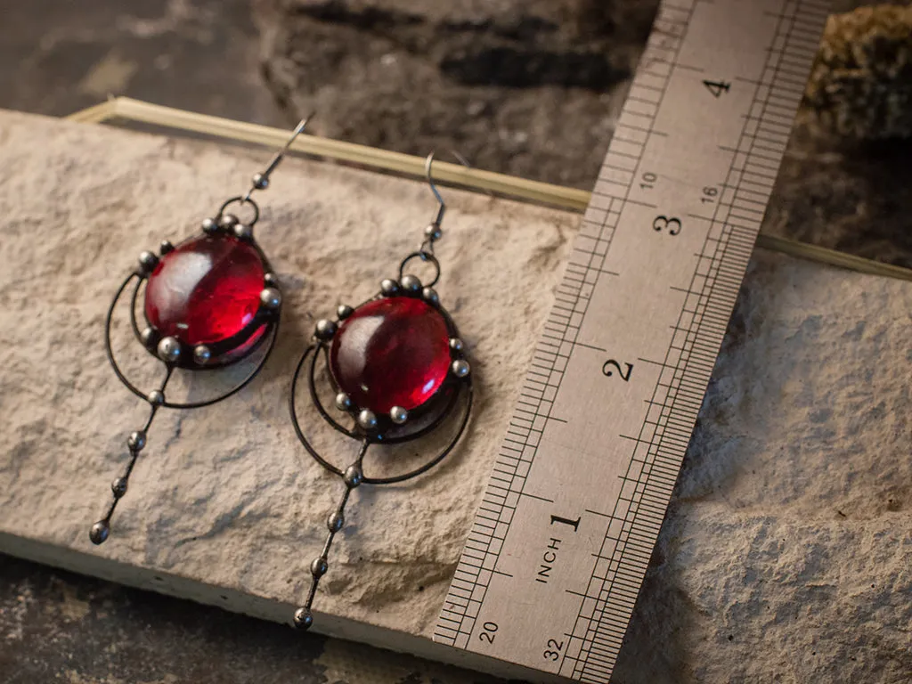 Forest drops earrings - red