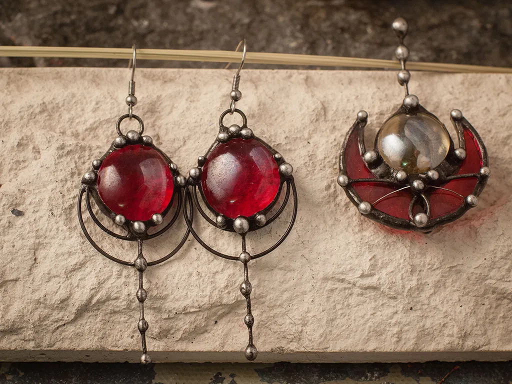 Forest drops earrings - red