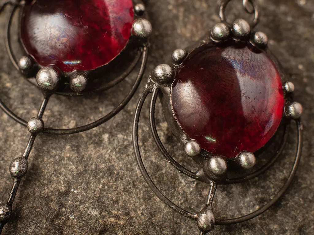 Forest drops earrings - red