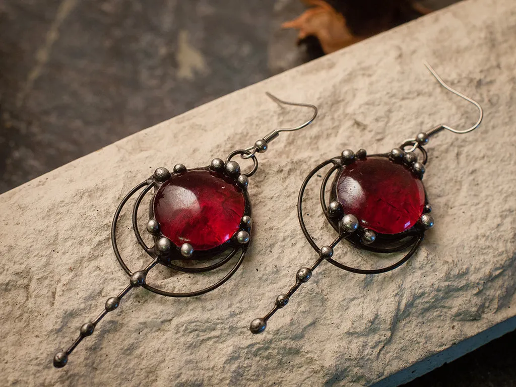 Forest drops earrings - red