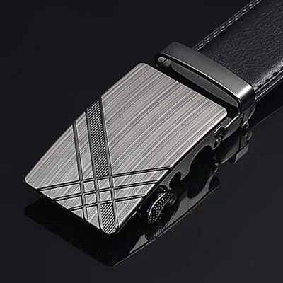 Genuine Leather Men Strap Belts  Automatic Buckle Black Belt