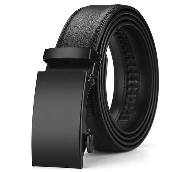 Genuine Leather Men Strap Belts  Automatic Buckle Black Belt