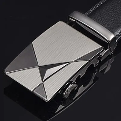 Genuine Leather Men Strap Belts  Automatic Buckle Black Belt