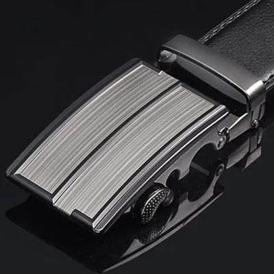 Genuine Leather Men Strap Belts  Automatic Buckle Black Belt