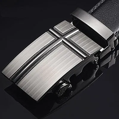 Genuine Leather Men Strap Belts  Automatic Buckle Black Belt