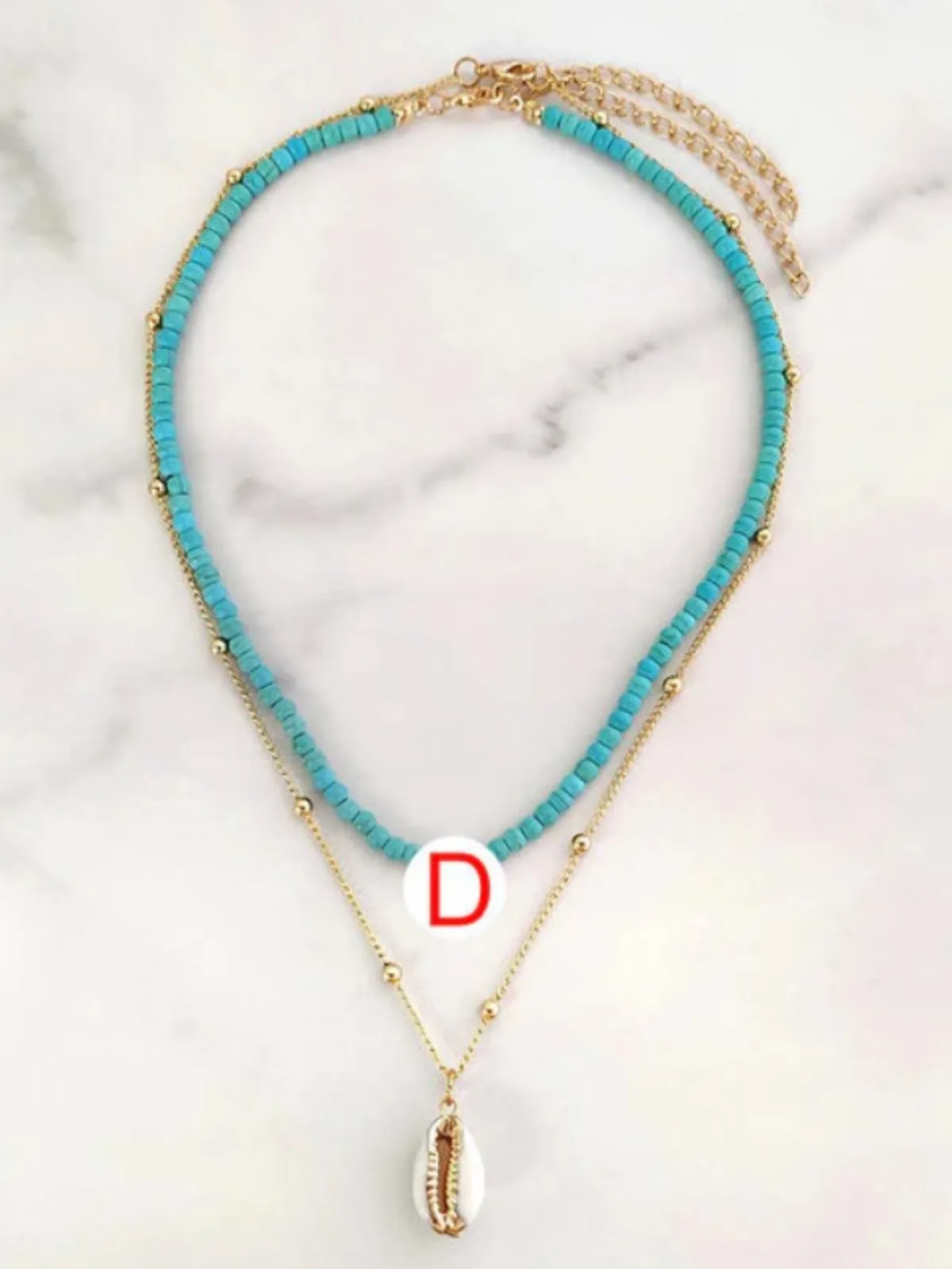 Girls Spell It Out Turquoise Beaded Initial Necklace