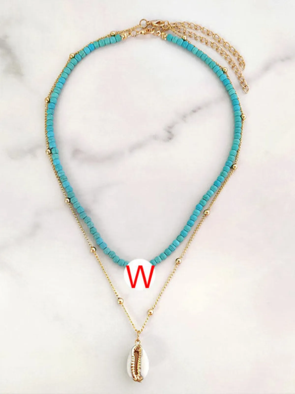Girls Spell It Out Turquoise Beaded Initial Necklace