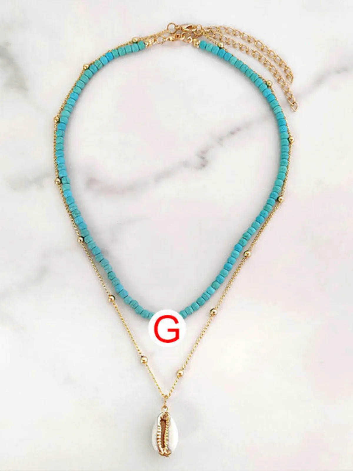 Girls Spell It Out Turquoise Beaded Initial Necklace