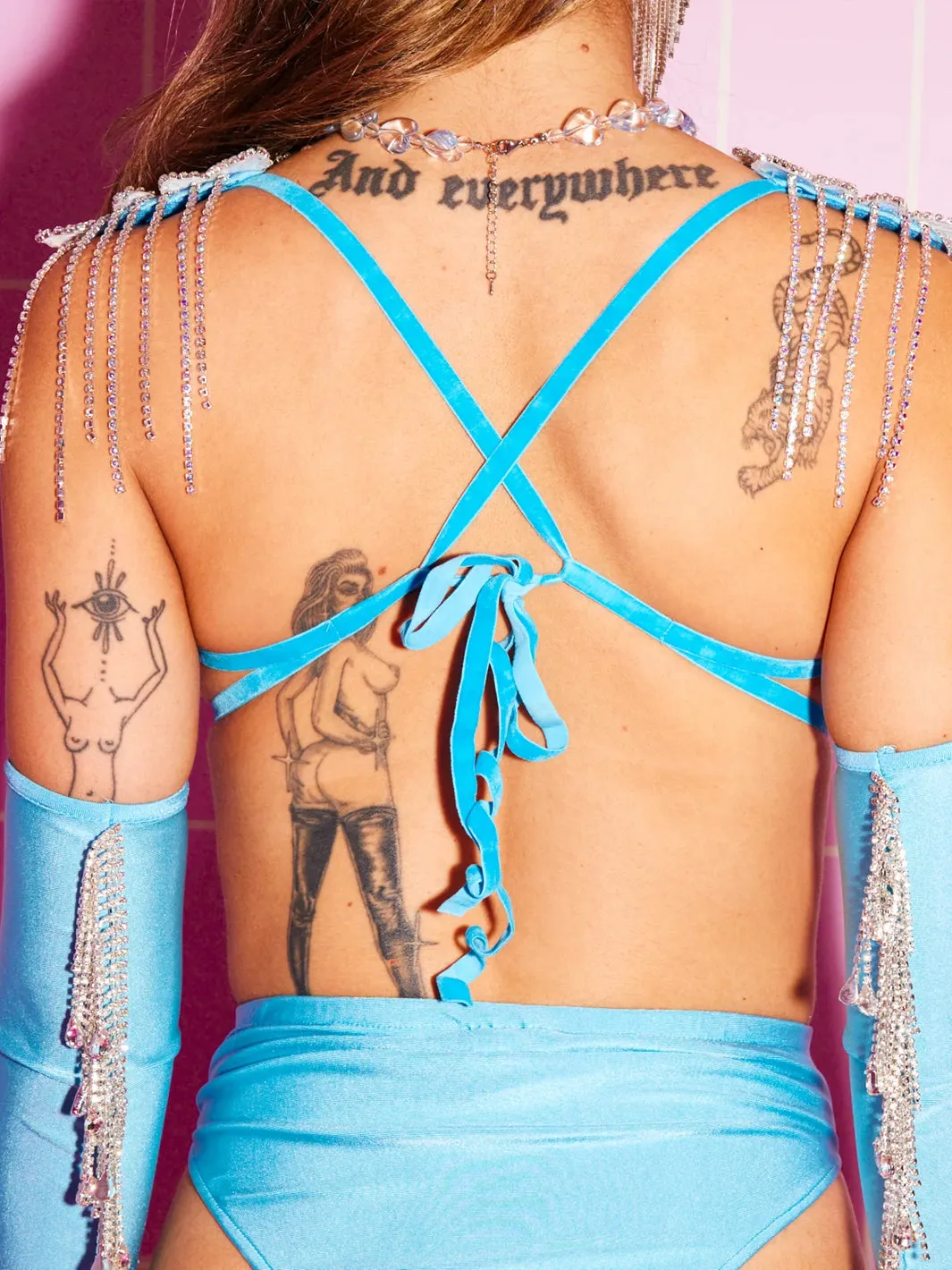 GLISTENING CARNIVAL BRA - BLUE