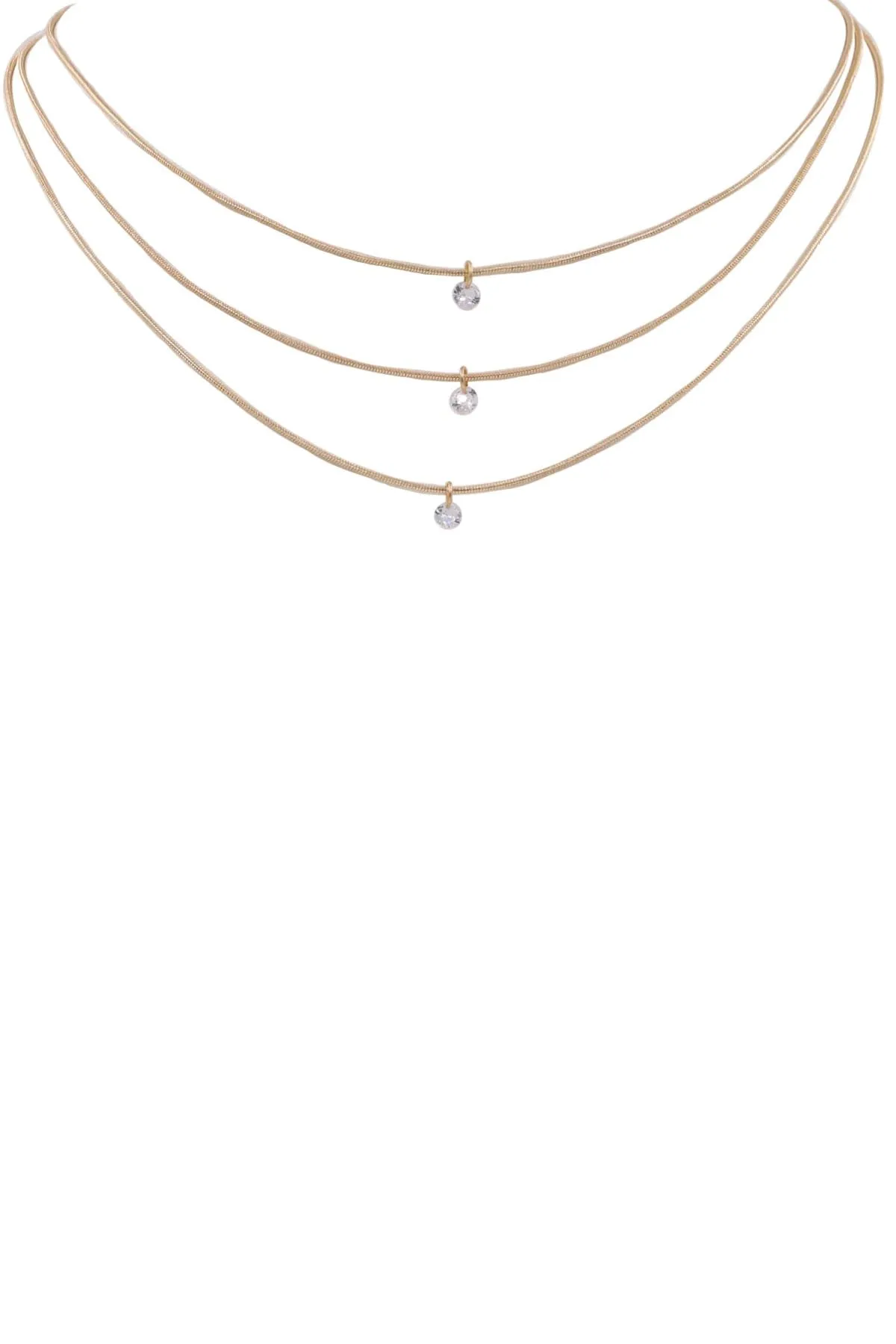 Gold Triple Layered Small Pendant Necklace