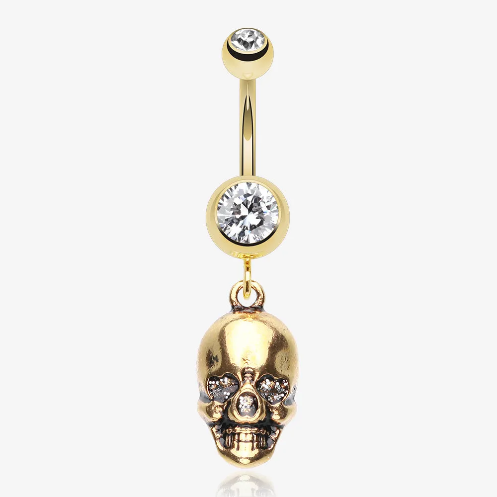 Golden Skull Amour Belly Button Ring