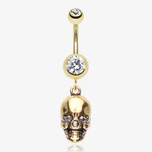 Golden Skull Amour Belly Button Ring