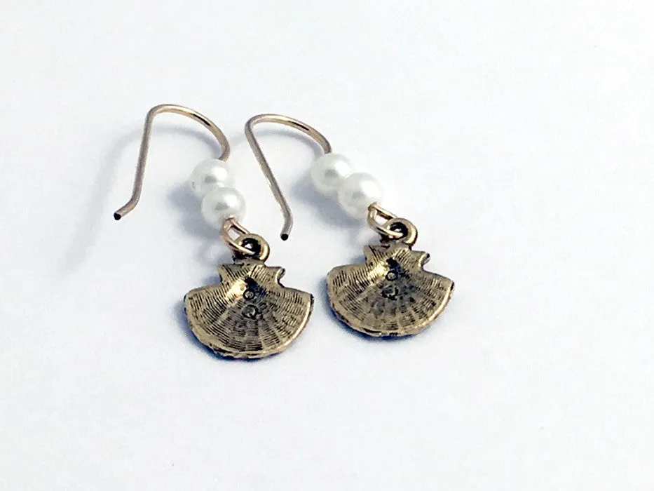 Goldtone Pewter & 14K GF shell earrings-ocean-coast-sea, beach, tidepool, shells