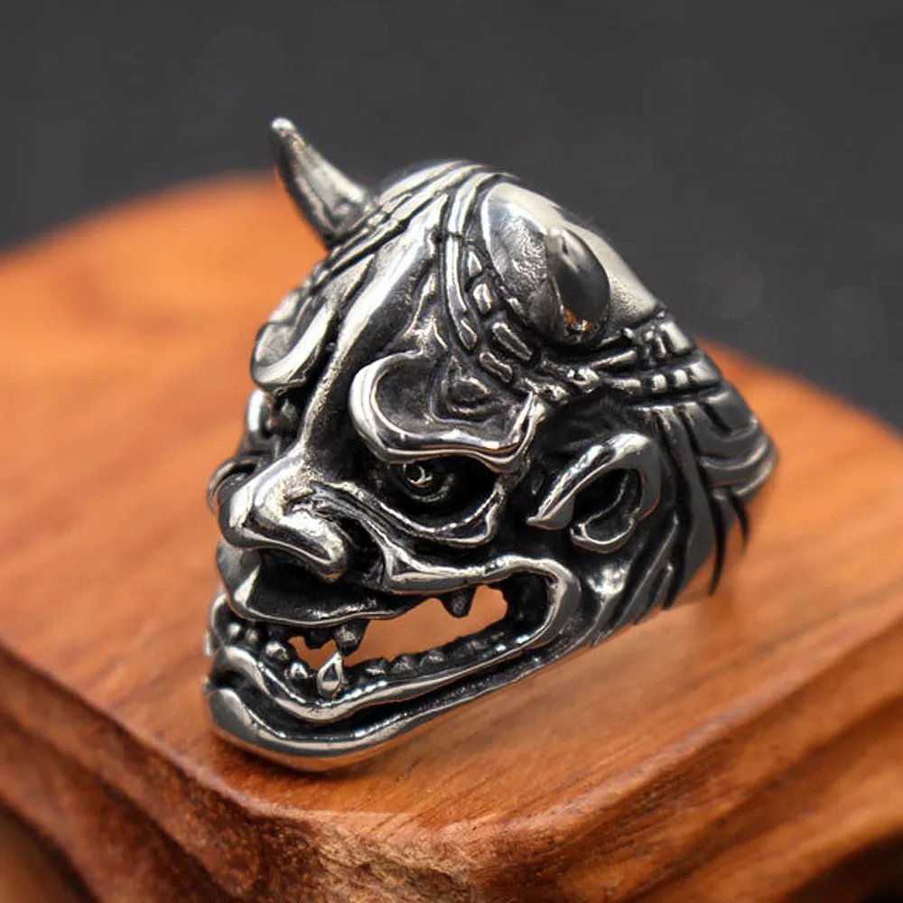 Gothic Bull Head Skull Men Ring Punk Hip Hop Japanese Demon Ring