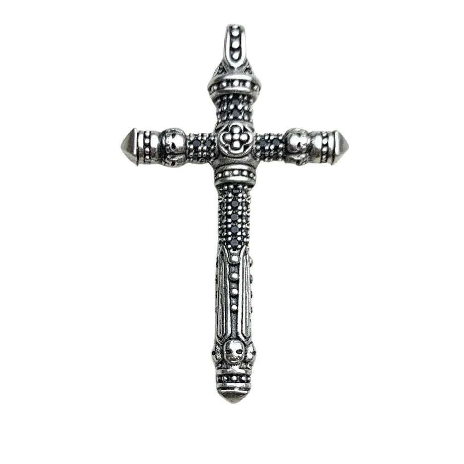 Gothic Cross with Diamond Sword Pendant