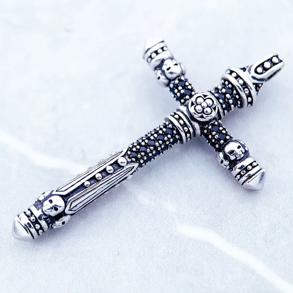 Gothic Cross with Diamond Sword Pendant