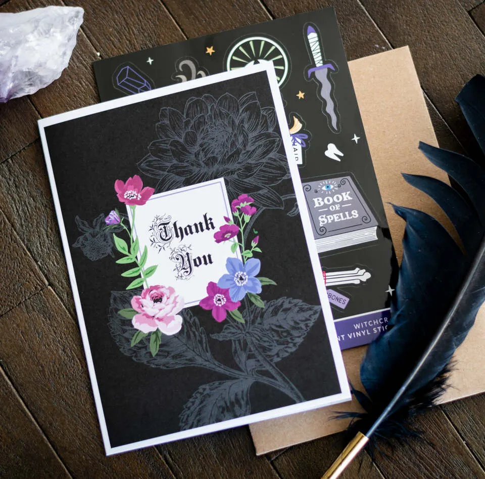 Gothic Floral Thank You Card