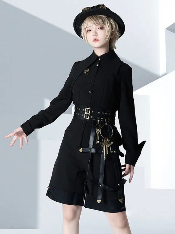 Gothic Lolita Accessories Black Grommets PU Leather Miscellaneous