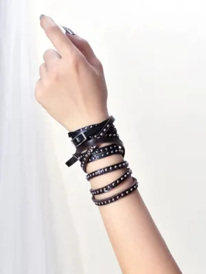 Gothic Lolita Accessories Black Rivets PU Leather Accessory Miscellaneous