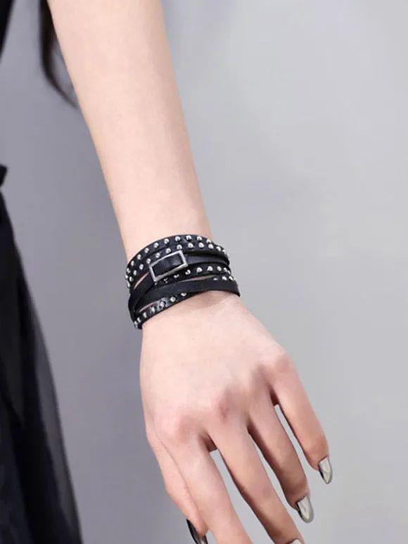 Gothic Lolita Accessories Black Rivets PU Leather Accessory Miscellaneous
