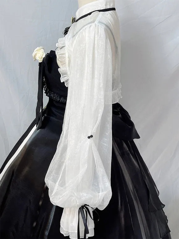 Gothic Lolita Dresses Bows Ruffles Black Black