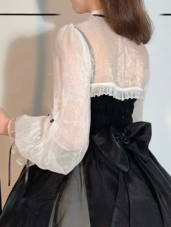 Gothic Lolita Dresses Bows Ruffles Black Black