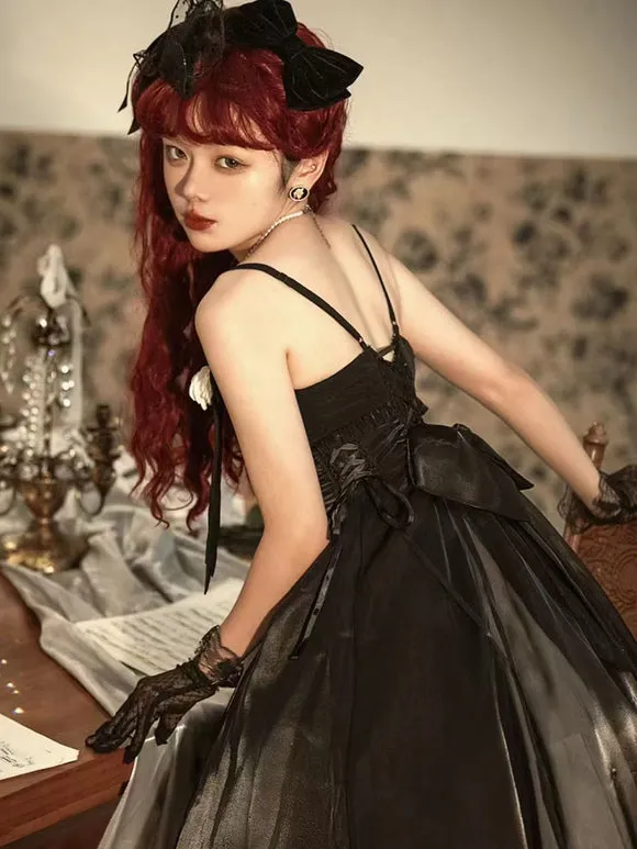 Gothic Lolita Dresses Bows Ruffles Black Black