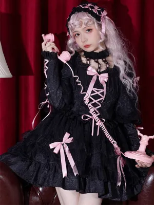 Gothic Lolita Dresses Ruffles Lace Up Black Black